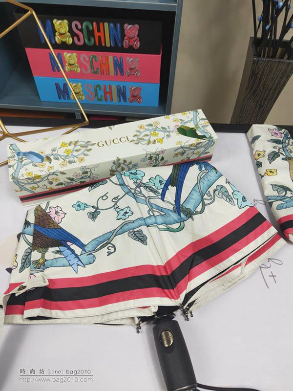 GUCCI古馳傘 專櫃夏季新款 全自動折疊晴雨傘 田園花卉圖案 全自動折疊晴雨傘 防曬隔熱 防紫外線  zm1106
